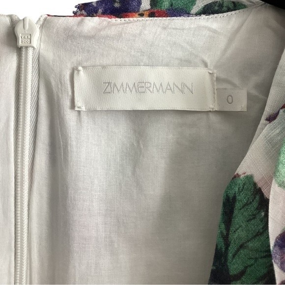 Zimmermann Allia Frill Short Floral Dress Size 4 - Picture 6 of 7